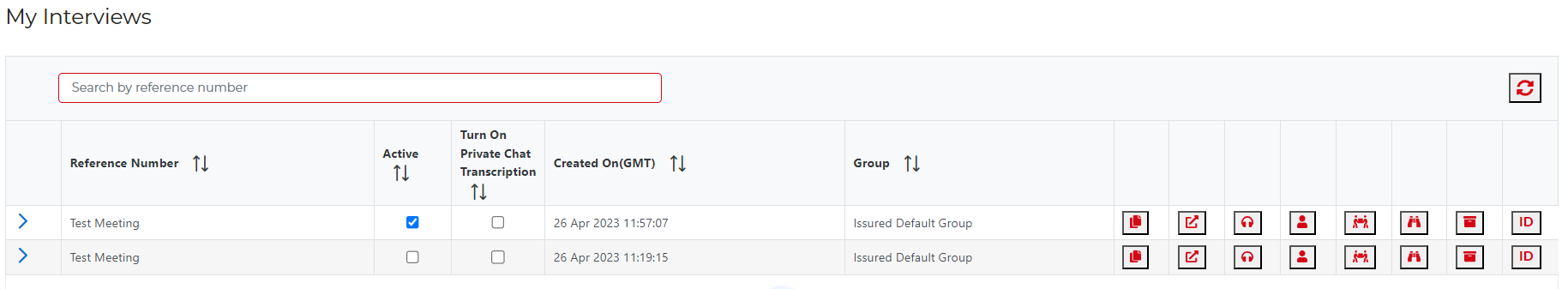 Send a personalised URL to silent observers using the above button under ‘My Interviews’ 